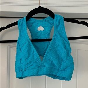(Set)Booty by Brabants Blue Textured Women's Sports Bra and matching leggings
